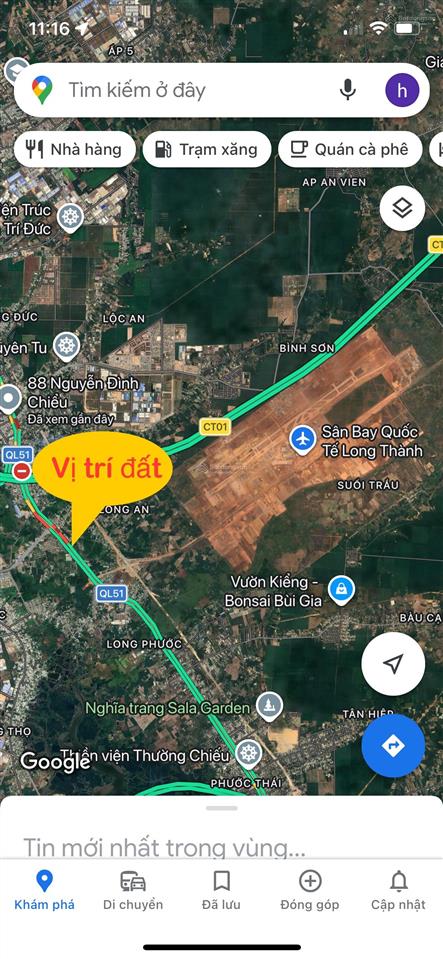 Cần bán 3038m2 xã long an cũ mặt tiền ql51, ngay cổng trước sân bay (giá chỉ hơn 7tr/m2)