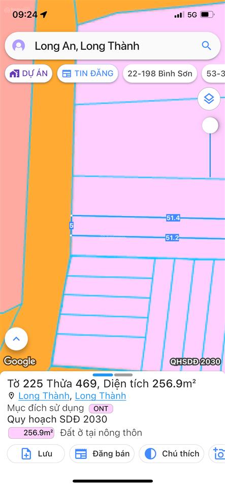 Chủ gửi bán 256m2 full thổ cư+ sổ riêng (đối diện bệnh viện quốc tế long thành)