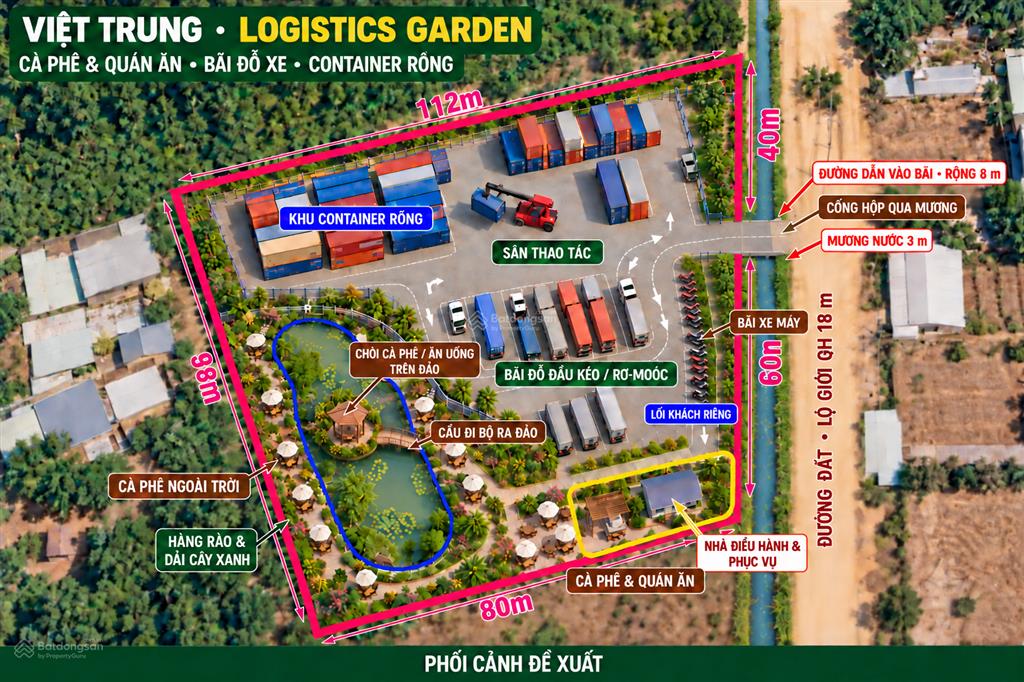 Bán khu đất 8.000m ý tưởng khai thác logistics garden  110m mặt tiền  28,8ty (~ giá đền bù)