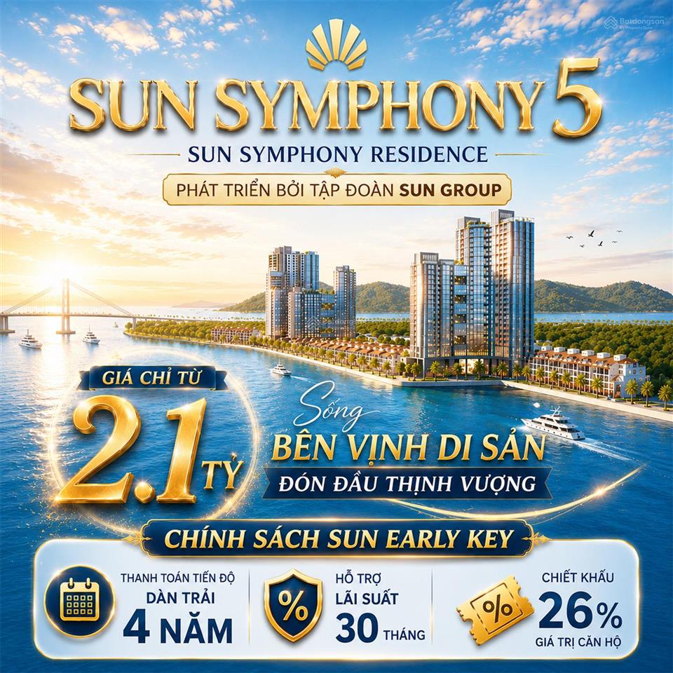 Căn hộ cao cấp sun symphony residence 5 view sông hàn đẹp nhất thành phố đà nẵng  gía gđ 1 từ cđt