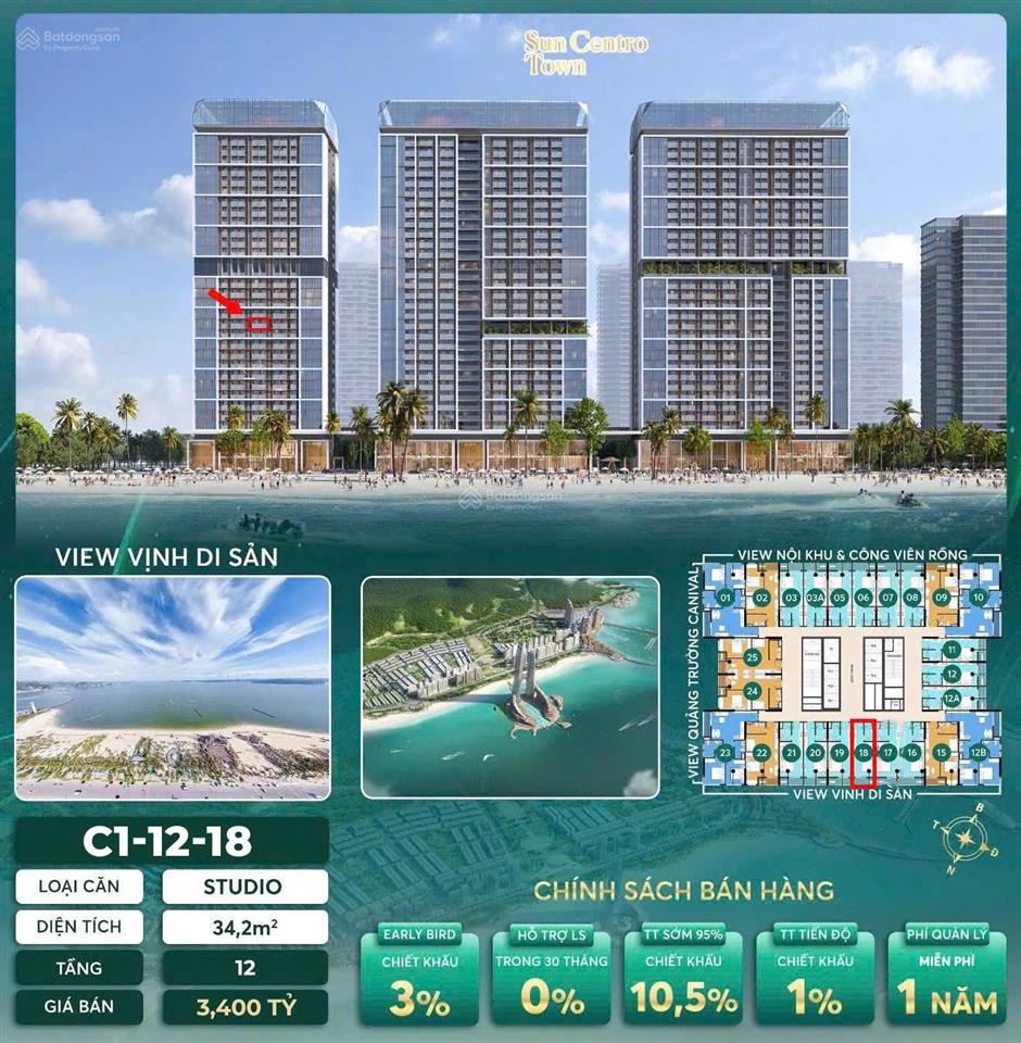 Căn studio view biển vip nhất sun centro town