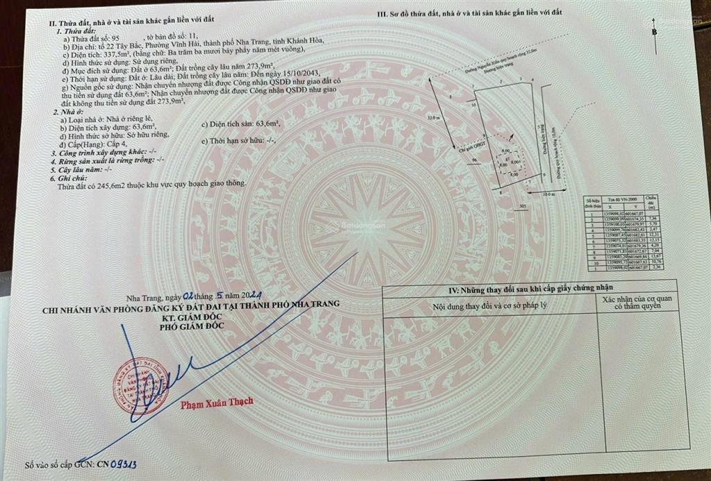 B79. đất đẹp 2 mặt tiền nguyễn xiển bắc nha trang | gần bến xe phía bắc 337,5m2  6 tỷ 100