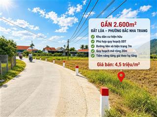 Q222. bắc nha trang 2.600m đất lúa quy hoạch thổ cư giá 11 tỷ 700 triệu