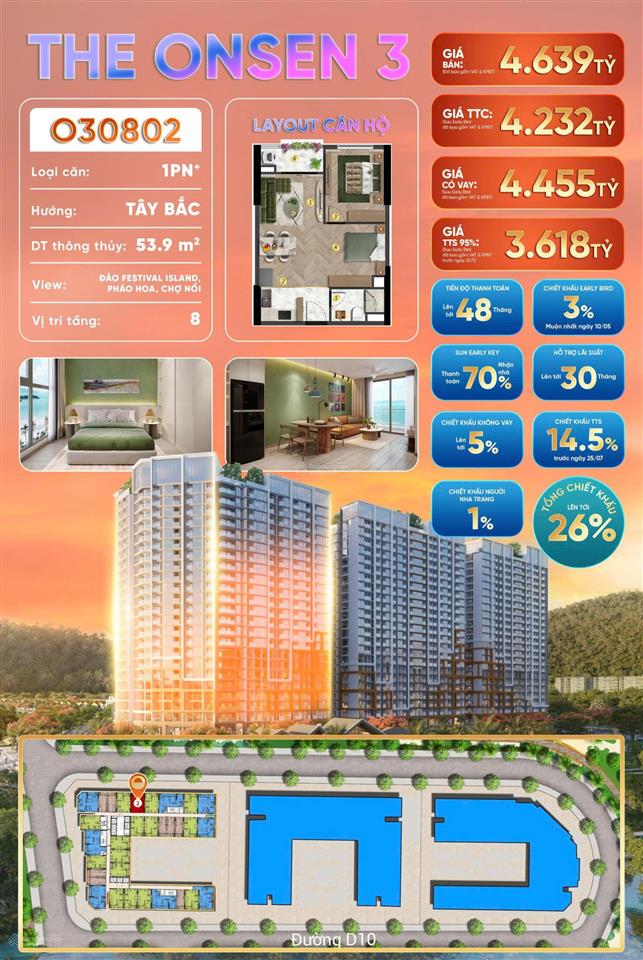 The onsen 3 o30802 | 1pn+ 53.9m (thông thủy) giá 3 tỷ 618