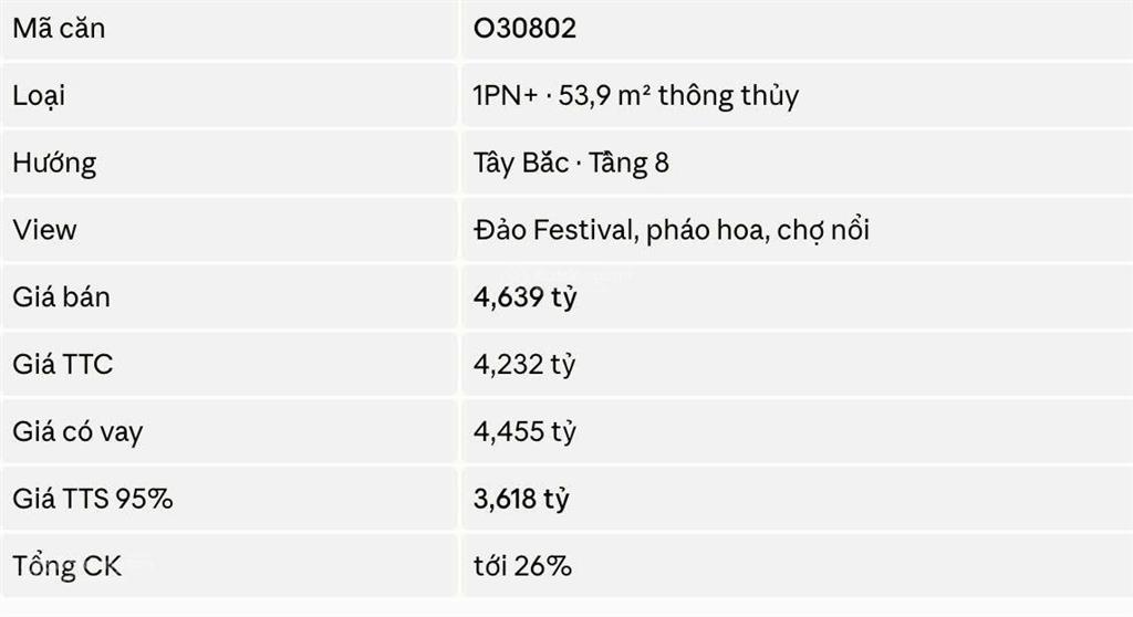 The onsen 3 o30802 | 1pn+ 53.9m (thông thủy) giá 3 tỷ 618