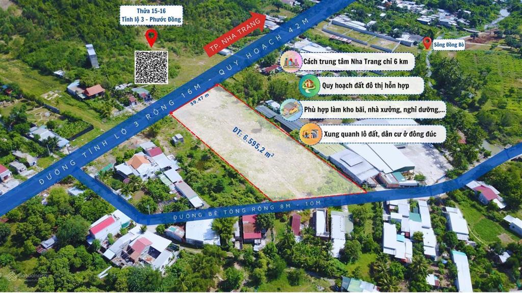 Tỉnh lộ 3, gần kcn suối dầu, cách nha trang 6km  quỹ đất 2 mặt tiền  6.595,2m²  29 tỷ
