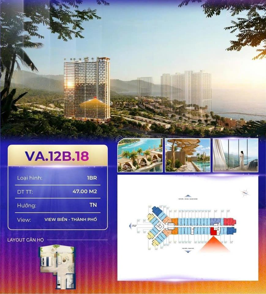 Alora vega city bãi tiên nha trang căn hộ 1 phòng ngủ view biển 2,7 tỷ  47m²