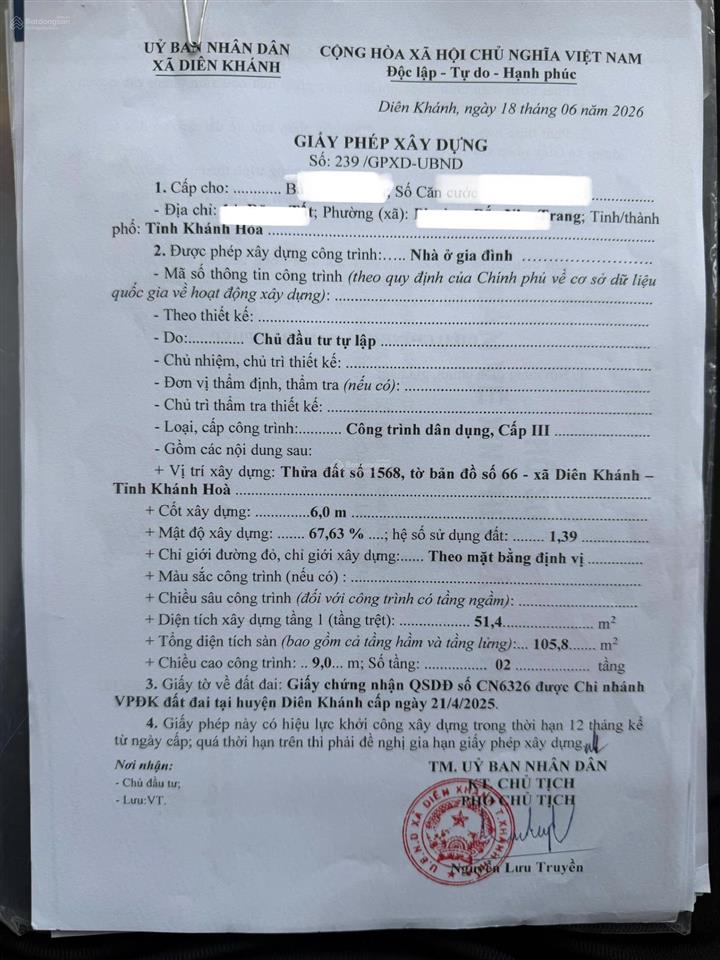 Nhà 2 tỷ 950 mặt tiền đường cây duối, xã diên khánh
