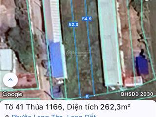 Chủ gửi bán lô đất mặt tiền ql55 xã phươc long thọ , đối diện khu công nghiệp đất đỏ dt 261