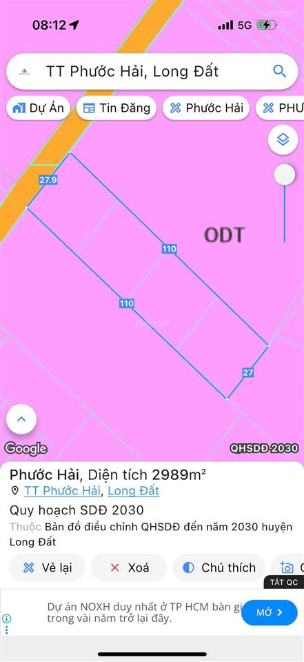 Bán đất nhà vườn gần biển xã phước hải  tp hcm (phước hải  brvt cũ) dt 2972m2  ngang