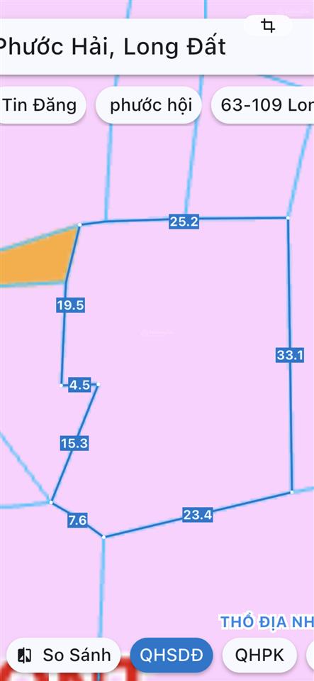 Một lô đất cách biển chỉ 3 km phước hải  tp hcm, phước hội, đất đỏ, bà rịa vũng tàu cũ, dt 865 m