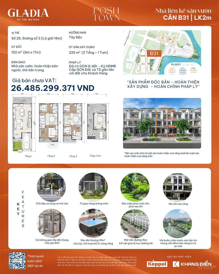 Nhà liên kế b31 căn số 28 | nhà phố sinh thái hiện đại  an cư đẳng cấp