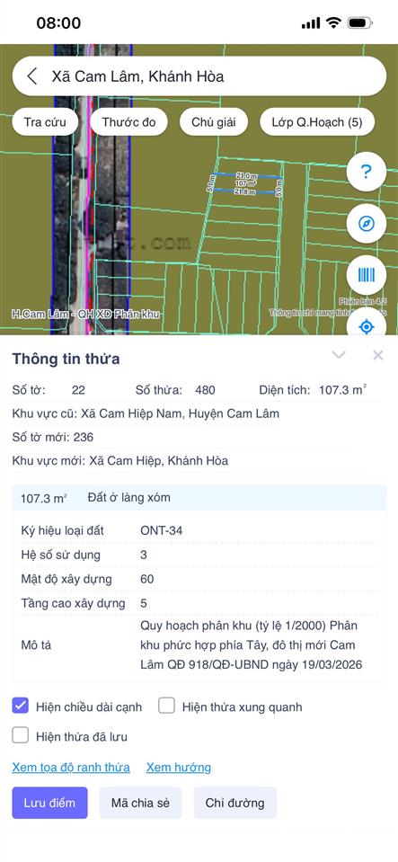 Chỉ 600tr lô đất khu dân cư cam hiệp nam, cam lâm sổ sẵn full thổ cư đường nhựa , qh an toàn đất ở