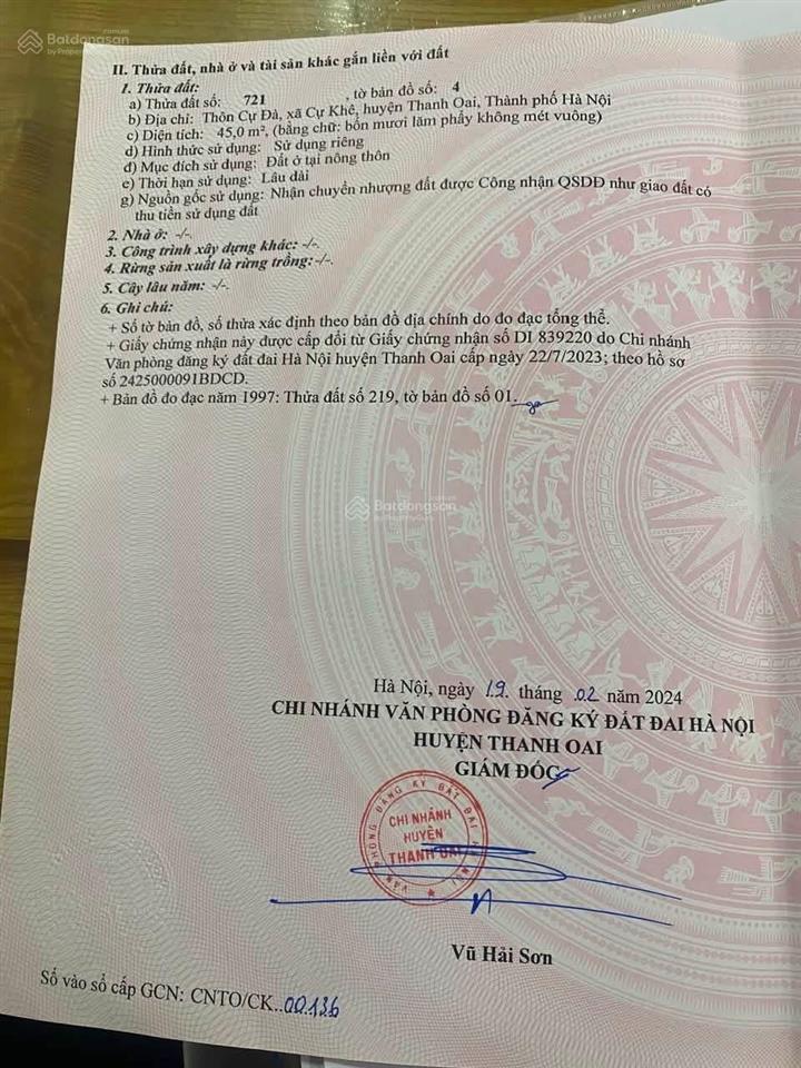 Bán đất xã cự khê huyện thanh oai