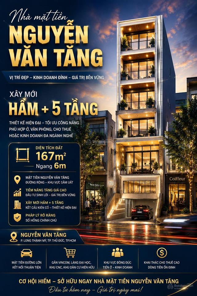 Bán nhà mặt tiền nguyễn văn tăng 166.7m2 chỉ 21.5tl