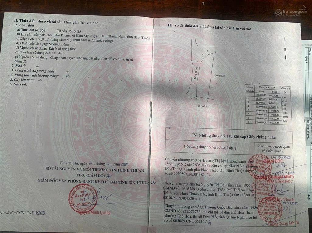 Bán đất tại hàm mỹ, 980 triệu, 150m2, mặt tiền 6m, pháp lý đầy đủ