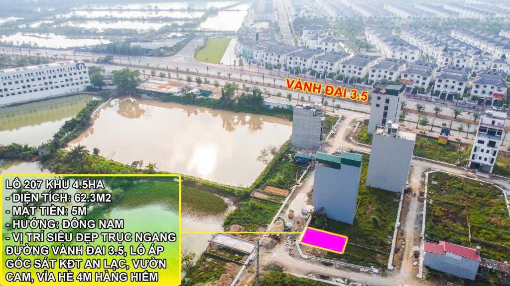 Lô 62.5m mặt tiền 4,9m cách vài bước chân ra vành đai 3.5 gá đầu tư
