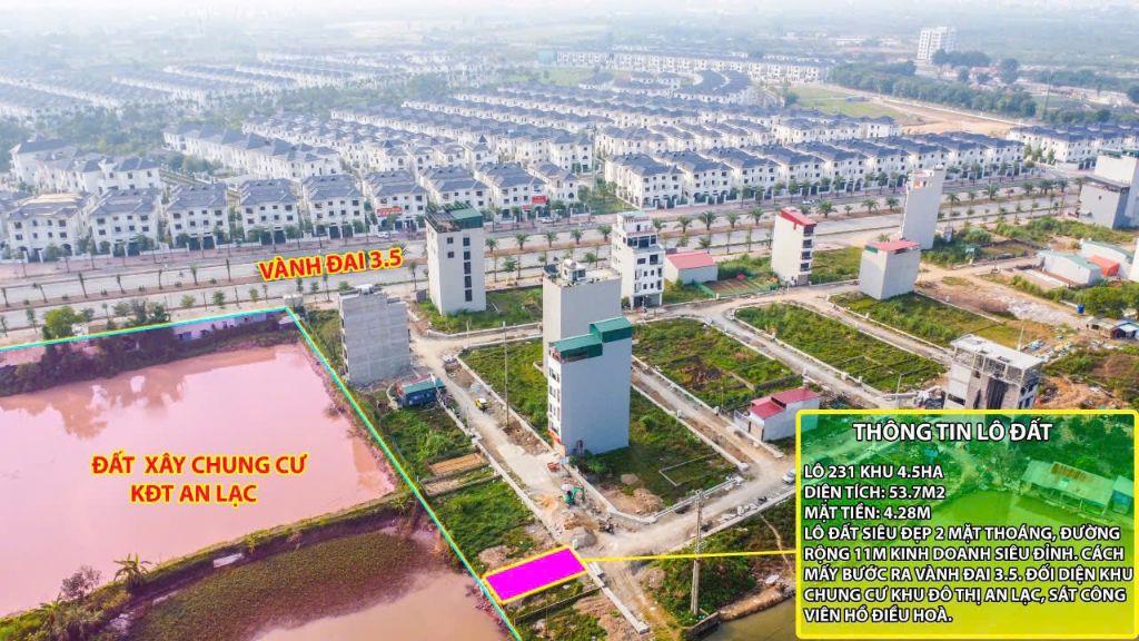 Bán lô đất 53,7m2 2 mặt thoáng đường 11m cách vài bước chân ra Vành Đai 3.5, giá chỉ 18x triệu/m2