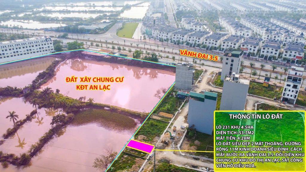 Bán lô đất 53,7m2 2 mặt thoáng đường 11m cách vài bước chân ra Vành Đai 3.5, giá chỉ 18x triệu/m2