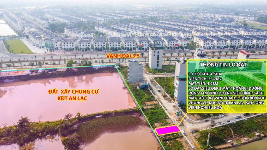 Bán lô đất 53,7m2 2 mặt thoáng đường 11m cách vài bước chân ra Vành Đai 3.5, giá chỉ 18x triệu/m2