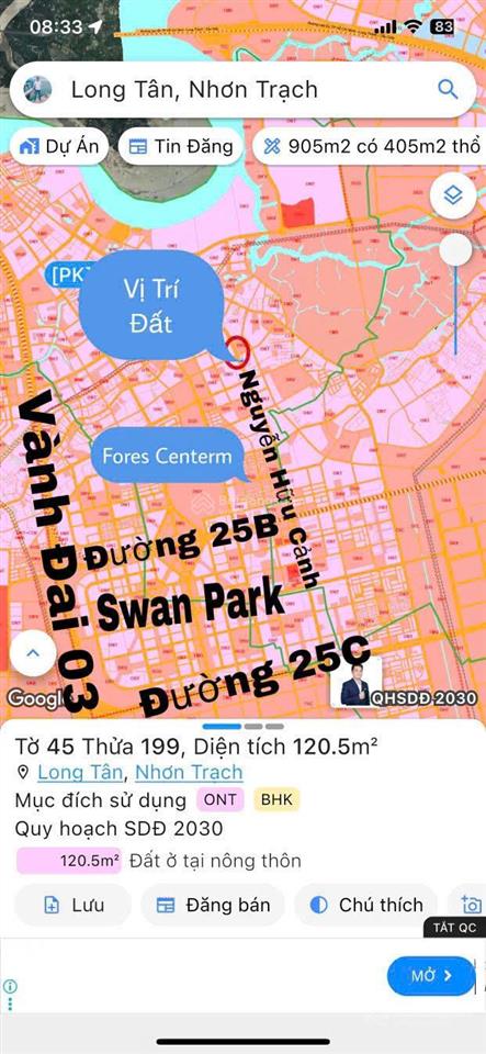 Hót! 240m2 full thổ cư. 2 mặt tiền trước sau đường nguyễn hữu cảnh. giá đầu tư nhất
