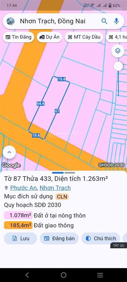 Hot! 1263m2, đường hùng vương, phước an, nhơn trạch, đồng nai, giá đầu tư, vị trí đẹp