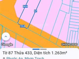Hot! 1263m2, đường hùng vương, phước an, nhơn trạch, đồng nai, giá đầu tư, vị trí đẹp