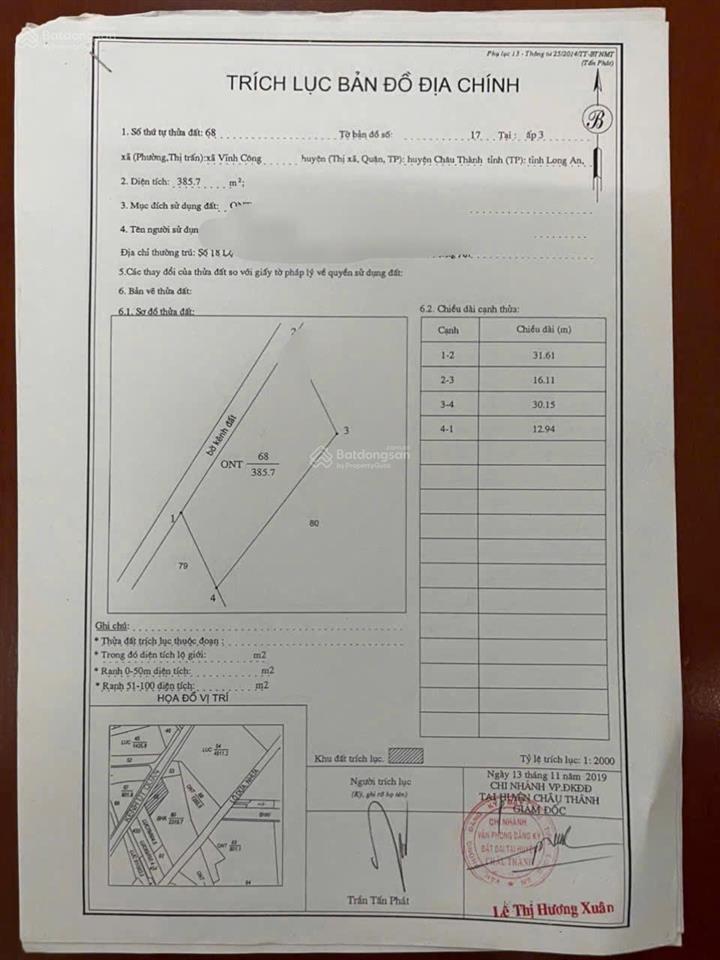 Chính chủ bán lô đất mt đường lộ dừa 39x72 giá 5,3 tỷ tl mạnh ạ có thổ hơn 2500m  0901 600 *** ph