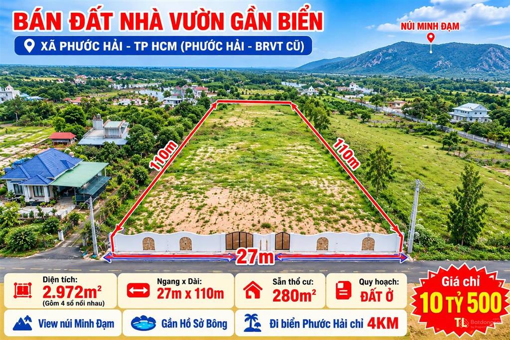 Sở hữu gần 3.000m đất nhà vườn view núi, cách biển chỉ 4km!