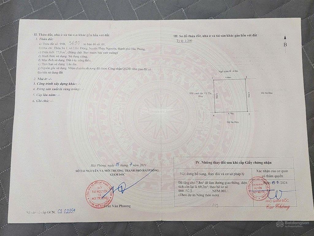 Bán đất mặt đường lâm động, thủy nguyên mà giá chỉ 1,6 tỷ cách trục đường thôn rộng 7m chỉ 200m.