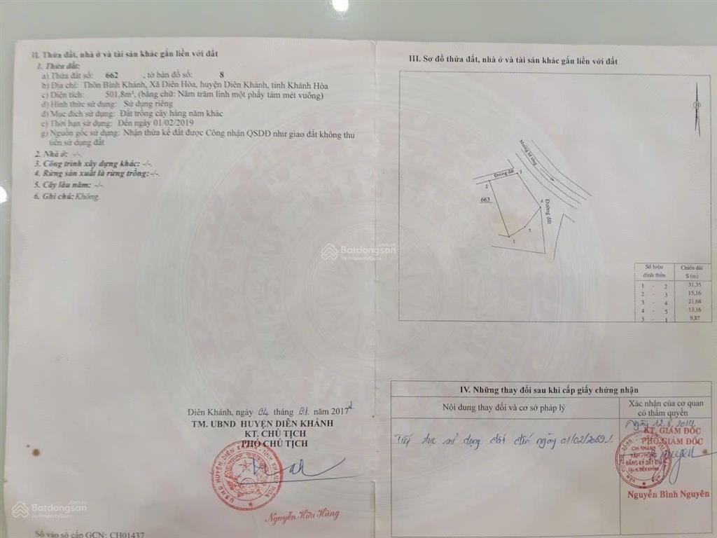 Đất diên hòa diên khánh 501,8m2 giá chỉ 3,8 triệu/m2 đầu tư đẹp giá tốt