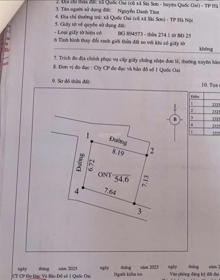 Chính chủ bán lô đất tại chùa thầy, quốc oai