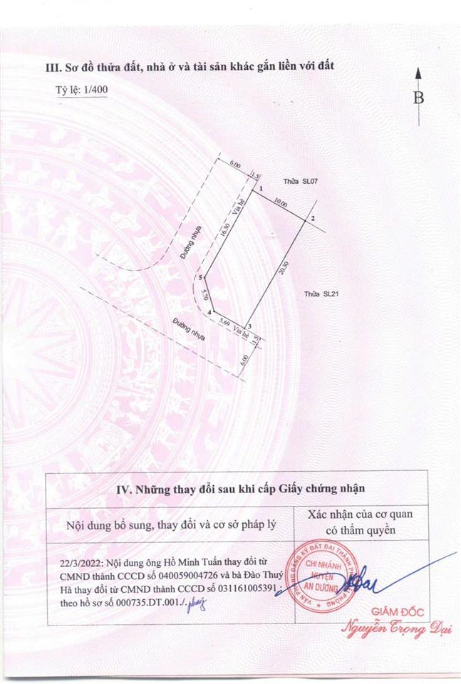 Chính chủ bán lô góc 2 mặt tiền rộng tại phường nam sơn, quận an dương, diện tích 191.9m2