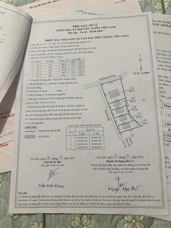 Bds dòng tiền còn 12,5 ty 10000m2 đất thổ cư du lịch nghỉ dưỡng view sông di linh chinh chủ.