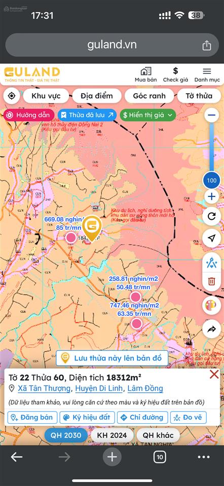 Bds dòng tiền còn 12,5 ty 10000m2 đất thổ cư du lịch nghỉ dưỡng view sông di linh chinh chủ.