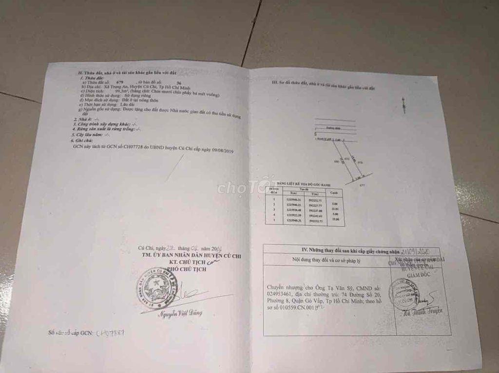 Đất ở Củ chi cần bán gấp có thương lượng