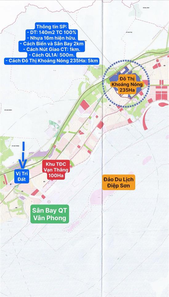 Mở bán 8 lô full thổ cư liền kề ga hành khách đường sắt cao tốc bắc nam và lk sân bay qt vân phong