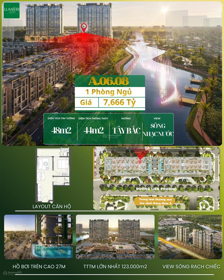 Xót lại duy nhất 1 căn 1 phòng lumiere midtown view sông giá gốc chủ đầu tư không chênh lệch