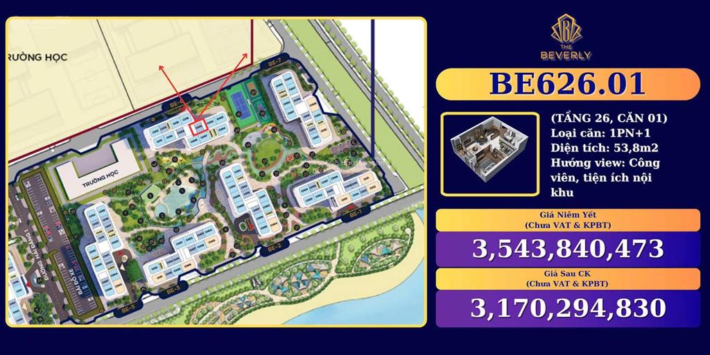 Bán căn 1pn new 100% view sông tầng cao giá 3,532 allin  xem nhà 0934 050 ***