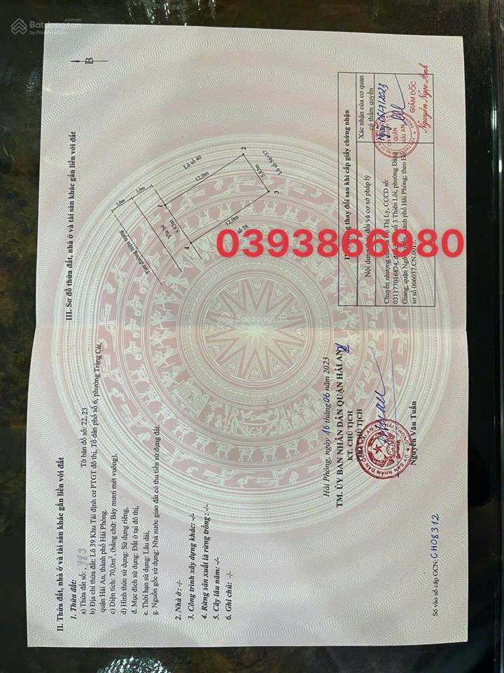 Bán đất tái định cư tràng cát, phường hải an