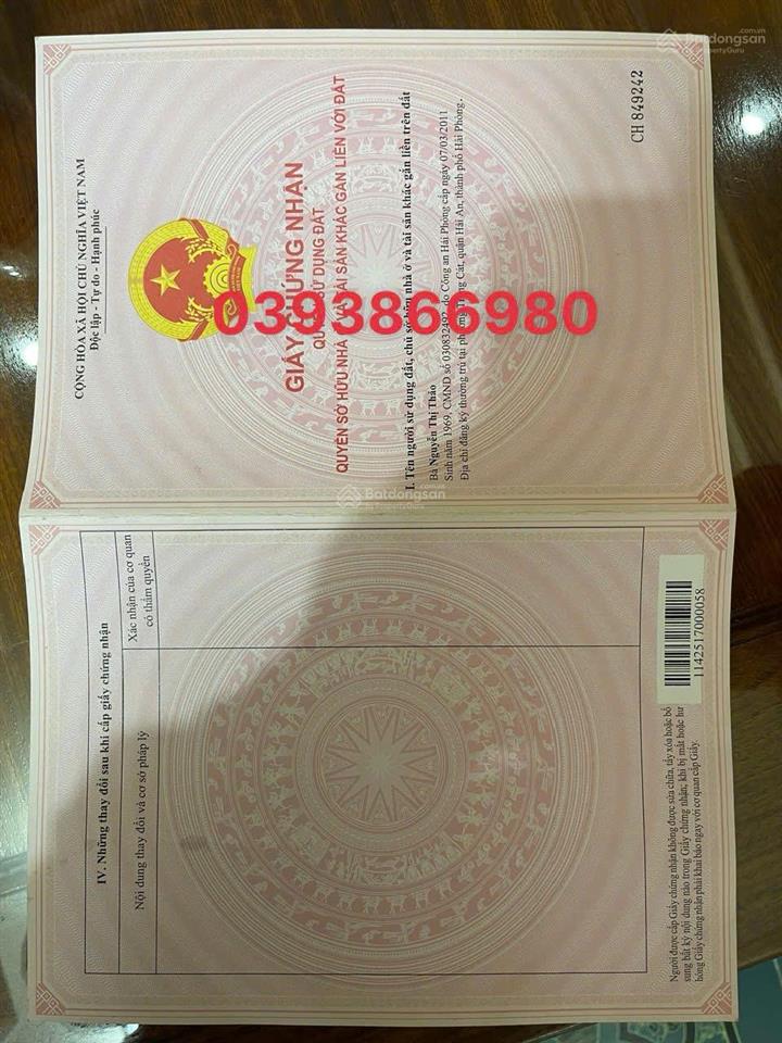 Bán đất tái định cư tràng cát, phường hải an