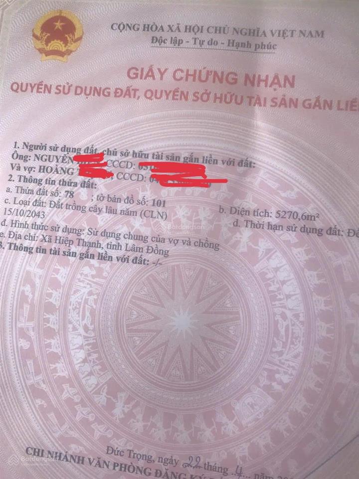 Bán hơn 1 hecta đất nông nghiệp xe ôtô tận nơi tại bồng lai, hiệp thạnh, đức trọng, lđ. giá 14,7 tỷ