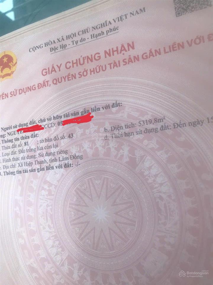Bán hơn 1 hecta đất nông nghiệp xe ôtô tận nơi tại bồng lai, hiệp thạnh, đức trọng, lđ. giá 14,7 tỷ