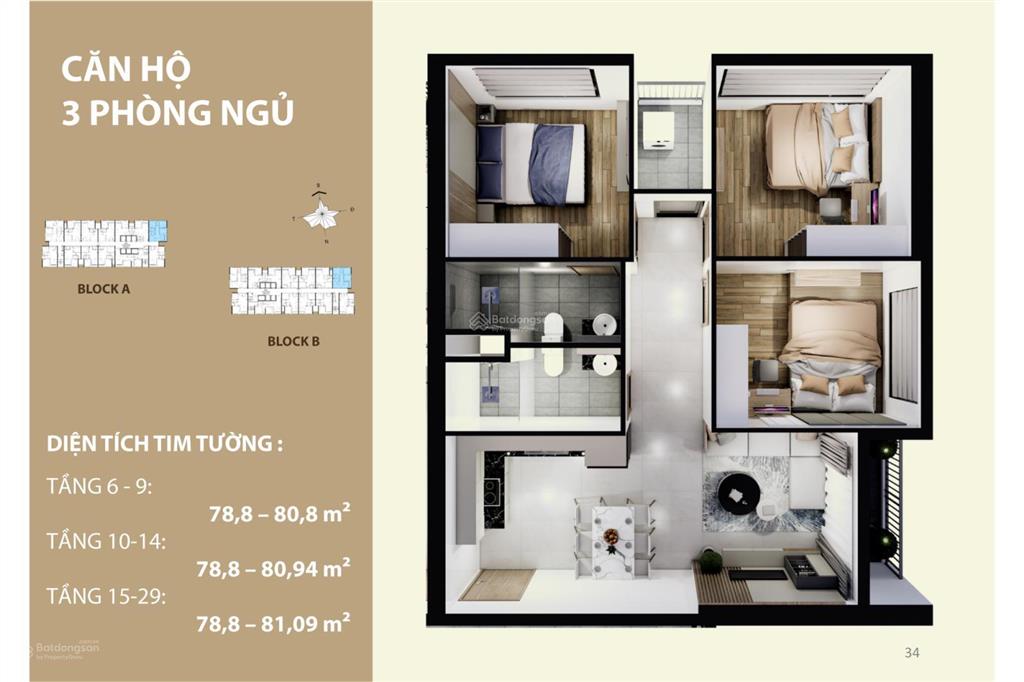 Căn hộ đường liên phường bán gấp căn 3pn  80,64m2  tầng 8  dự án mường thanh phú hữu, q9,tp.hcm