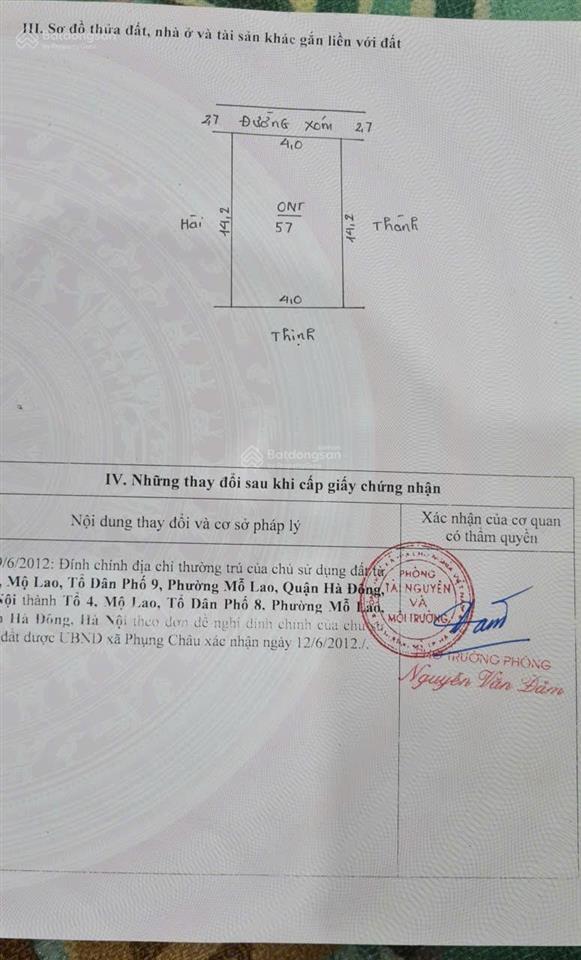Đất thổ cư 57m2 ngõ thông ô tô ngay trường đhsp thể thao phường chương mỹ tp hà nội.