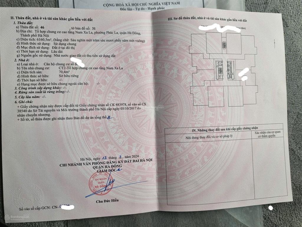 Bán căn hộ 70m2, 3,5 tỷ tại phúc la, hà đông, hà nội