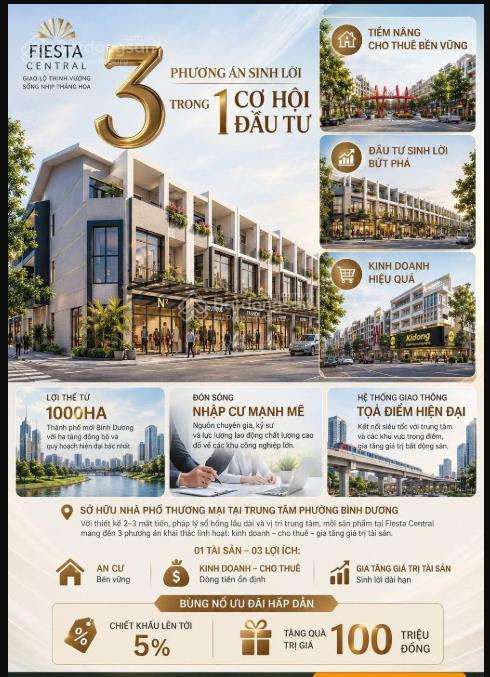 Đầu tư 4,6 tỷ tại fiesta central cho thuê 30 triệu/tháng với căn shophouse 2 mặt tiền 150m2x3 tầng