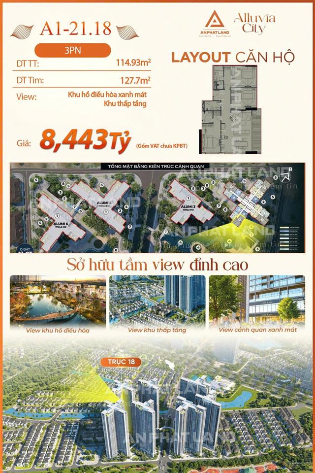 Siêu phẩm căn hộ resort khoáng nóng phía đông 3pn, 114,93 m², tầng trung view mát, giá chỉ 7,558 tỷ
