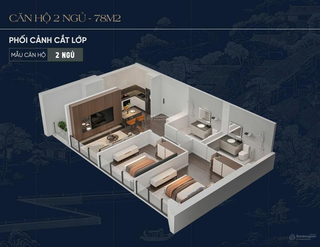 Chỉ 3,7 tỷ sở hữu căn hộ tầng cao 2pn phía đông, dt 72,8m², hướng tây nam, view thoáng, ck 11%