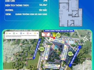 Chạm ngõ thủ đô  sở hữu nhà đẹp với căn hộ 2pn cao cấp, dt 58m2, view đẹp, mức giá vô cùng hấp dẫn